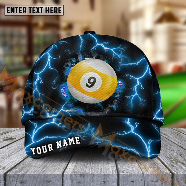 Maxcorners  Billiards  Ball 9 The Power Of The God Of Thunder Personalized Name Cap (4 Colors)