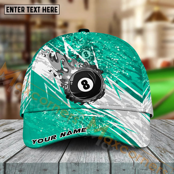 Maxcorners Billiards Ball 8 Lightning Flame  Personalized Name Cap (4 Colors)