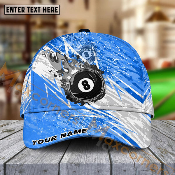 Maxcorners Billiards Ball 8 Lightning Flame  Personalized Name Cap (4 Colors)