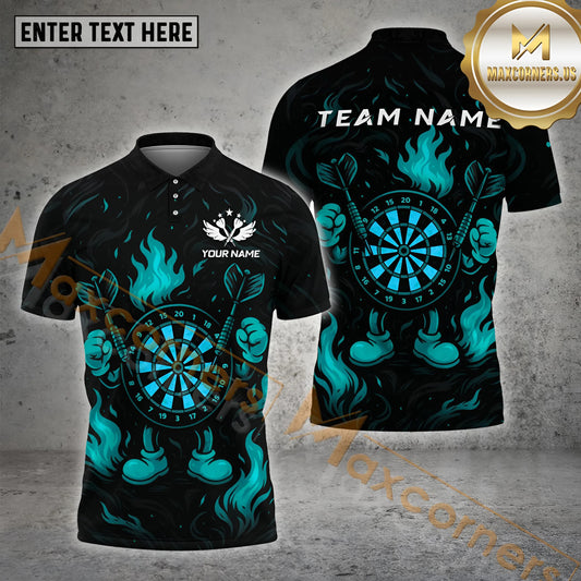Maxcorners Darts Flaming Board Warrior Multicolor Options Personalized Name, Team Name 3D Shirt (4 Colors)