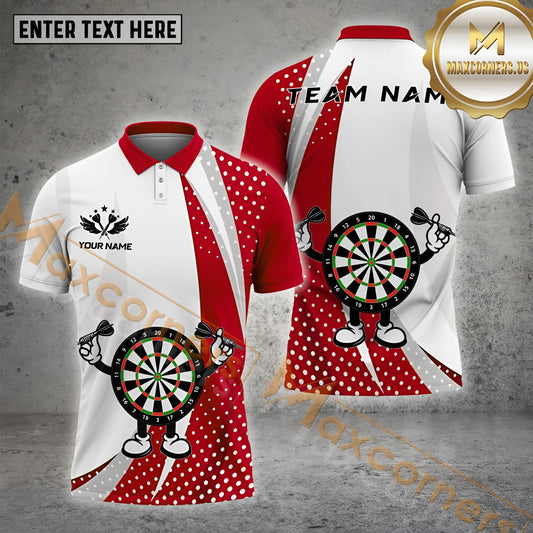 Maxcorners Darts Board Character Polka Multicolor Options Personalized Name, Team Name 3D Shirt (4 Colors)