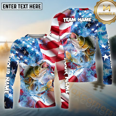 Maxcorners Walleye Fishing Patriot's Catch Pattern Sport Jersey Personalized Name, Team Name Long Sleeve Shirt
