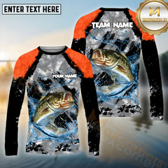 Maxcorners Walleye Fishing Crimson Catch Pattern Sport Jersey Personalized Name, Team Name Long Sleeve Shirt