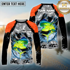 Maxcorners Mahi-Mahi Fishing Crimson Catch Pattern Sport Jersey Personalized Name, Team Name Long Sleeve Shirt