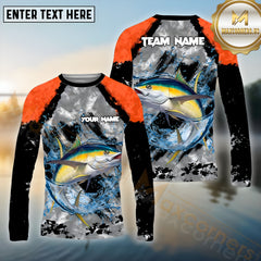 Maxcorners Tuna Fishing Crimson Catch Pattern Sport Jersey Personalized Name, Team Name Long Sleeve Shirt