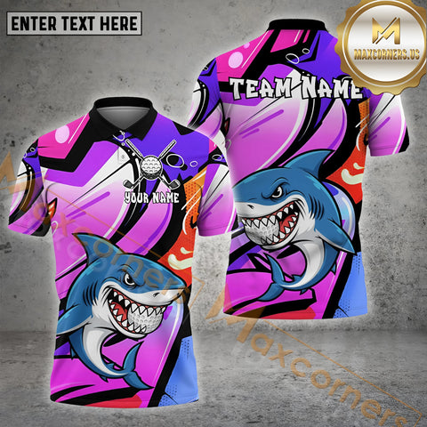 Maxcorners Golf Cartoon Shark Swing Personalized Name, Team Name 3D Shirt