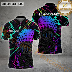 Maxcorners Golf Neon Gas Mask Golfer Personalized Name, Team Name 3D Shirt
