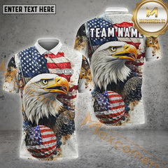Maxcorners Golf Proud Eagle Constitution Personalized Name, Team Name 3D Shirt