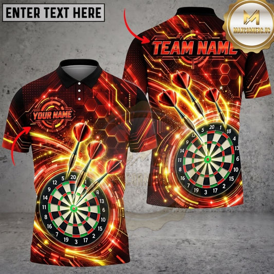 Maxcorners Darts Cyber Electric Honeycomb Grid Flying Darts Target Board Graphic Multicolor Customized Name, Team Name 3D Shirts