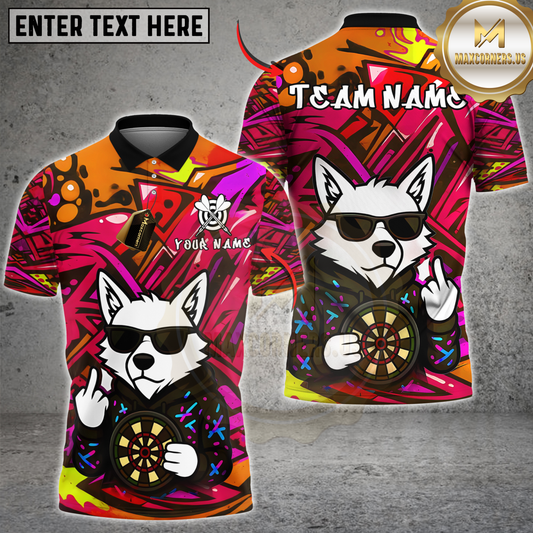 Maxcorners Graffiti Wolf Darts Multicolor Customized Name, Team Name 3D Shirts