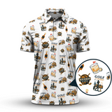 Maxcorners Golf and Bourbon Pattern Polos, Funny Bourbon Shirt For Men, Crazy Golf Shirts For Golfers