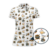 Maxcorners Golf and Bourbon Pattern Polos, Funny Bourbon Shirt For Men, Crazy Golf Shirts For Golfers