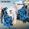 Maxcorners Fishing Blue Flame Smoke Design Sun Protection Personalized Name, Team Name Long Sleeve Shirt