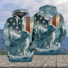 Maxcorners Rabbit Winter Mountain Patriotic All Over Print Shirt TU2511
