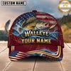 Maxcorners Fishing Graphic Sunset Lake US Flag Waves Customized Name 3D Cap