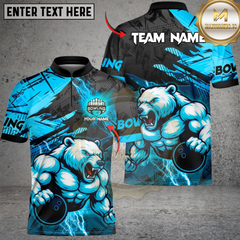 Maxcorners Bowling Angry Bear Multicolor Customized Name, Team Name 3D Shirt