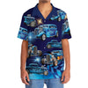 Maxcorners Personalized Hot Rod Blue Style Hawaiian Shirt