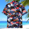 Maxcorners Personalized American Flag Flame Hot Rod Tropical Hibiscus Hawaiian Shirt