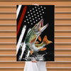 Maxcorners Northern Pike Fishing Dynamic Splash American Flag Design Personalized Name 3D Poster
