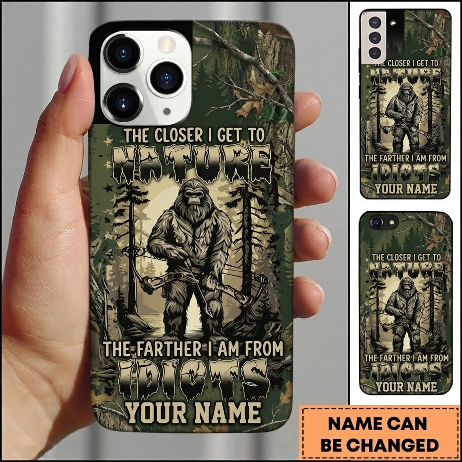 Maxcorners Hunting Closer To Nature Deer Forest Camo Personalized Name 3D Phone Case