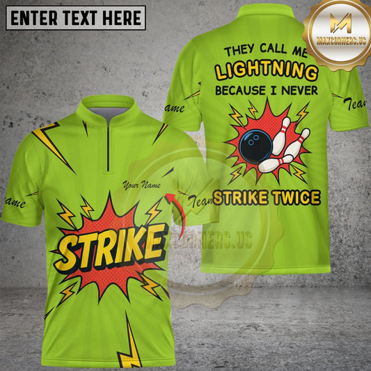 Maxcorners Bowling They Call Me Lightning Because I Never Strike Twice Comic Style Multicolor Customized Name, Team Name 3D Shirt For Women