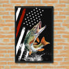 Maxcorners Northern Pike Fishing Dynamic Splash American Flag Design Personalized Name 3D Poster