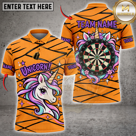 Maxcorners Darts Orange Black Fierce Head Classic Dartboard Personalized Name 3D Unisex Shirt
