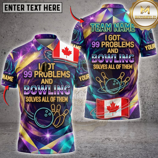 Maxcorners Bowling Canadian Flag 99 Problems And Bowling Solves All Personalized Name 3D Unisex Shirt