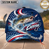 Maxcorners Fishing Graphic US Flag Wave Patriotic Angler Customized Name 3D Cap