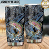 Maxcorners Fishing Tumbler Dark Blue Grunge Camouflage Design Personalized Name Tumbler (13 Species)