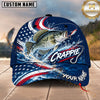 Maxcorners Fishing Graphic US Flag Wave Patriotic Angler Customized Name 3D Cap