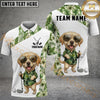 Maxcorners Cute Dog Green Tropical Golf Polo Personalized Name, Team Name 3D Shirt 2