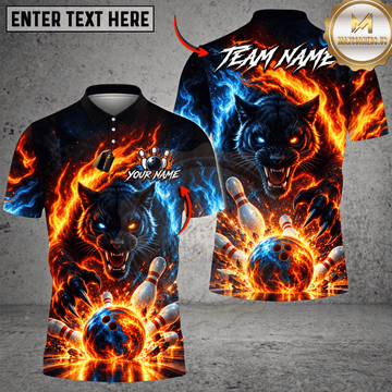 Maxcorners Bowling Bowling Ball & Dragon Flame Graphic Multicolor Customized Name, Team Name 3D Shirts