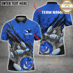 Maxcorners Bowling Funny Angry Ball Multicolor Customized Name, Team Name 3D Shirts