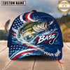 Maxcorners Fishing Graphic US Flag Wave Patriotic Angler Customized Name 3D Cap