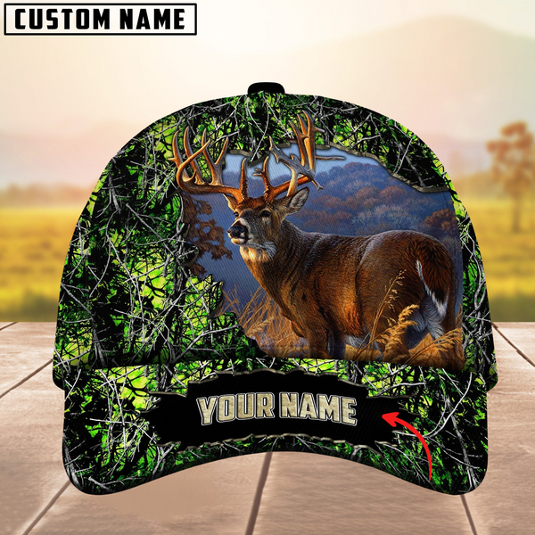 Maxcorners Premium Unique Collab Deer Hunting Camouflage Pattern Multicolor Personalized Name 3D Cap