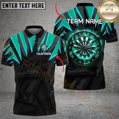 Maxcorners Darts Fire Dartborad Lightning Pattern Multicolor Option Customized Name, Team Name 3D Polo Shirt