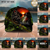 Maxcorners Fishing Reaper Sunset Green Honeycomb Personalized Name 3D Cap (12 Fish Species)