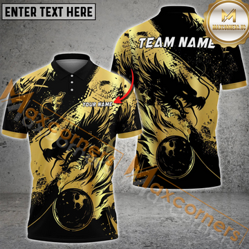 Maxcorners Dragon Golden Ball Fire Bowling Jersey Multicolor Options Personalized Name, Team Name 3D Shirt