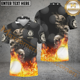 Maxcorners Skull And Fire Golf Polo Shirt Custom Name & Team Name 3D Shirts TU2006