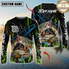 Maxcorners Fishing Green Flame Camo Design Sun Protection Personalized Name, Team Name Long Sleeve Shirt