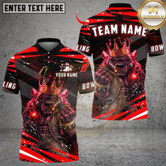 Maxcorners Bowling Muscle King Bear Multicolor Customized Name, Team Name 3D Shirts