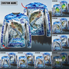 Maxcorner  Fishing Water Fresh Pattern Sun Protection Personalized Name And Team Name Long Sweat Shirt (7 Fish Species)
