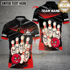Maxcorners Bowling Angry Ball vs Screaming Pins Multicolor Customized Name, Team Name 3D Shirts