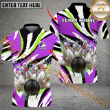 Maxcorners Bowling Ball & Pins Ink Color Multicolor Option Customized Name, Team Name 3D Polo Shirt