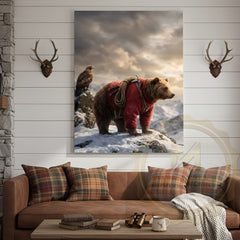 Maxcorners Alpine Explorer Bear Snow Mountain Canvas