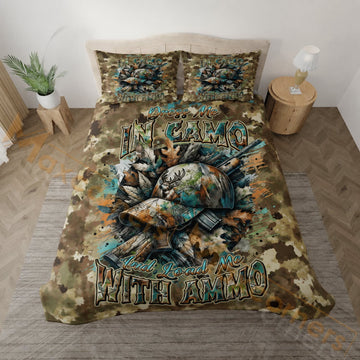 Maxcorners Hunting Deer And Wildlife Blue Camo Design Bedding Set 3D Print Custom Name