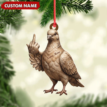 Maxcorners Dove Hunting Middle Finger Gesture Dove Hunter Gift Customized Name 3D Keychain And Ornament