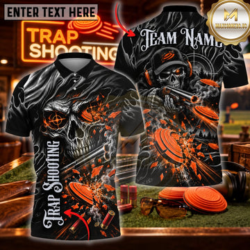 Maxcorners Trap Shooting Skull Personalized Name 3D Unisex Shirt