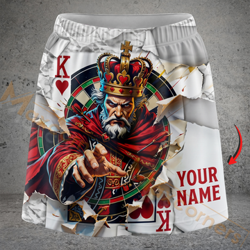 Maxcorners Darts King Of Hearts Playing Card Dartboard Personalized 3D Skirts With Shorts